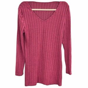 Women’s V Neck Longer Sweater - Soft Feel - Size Large - New Without Tags